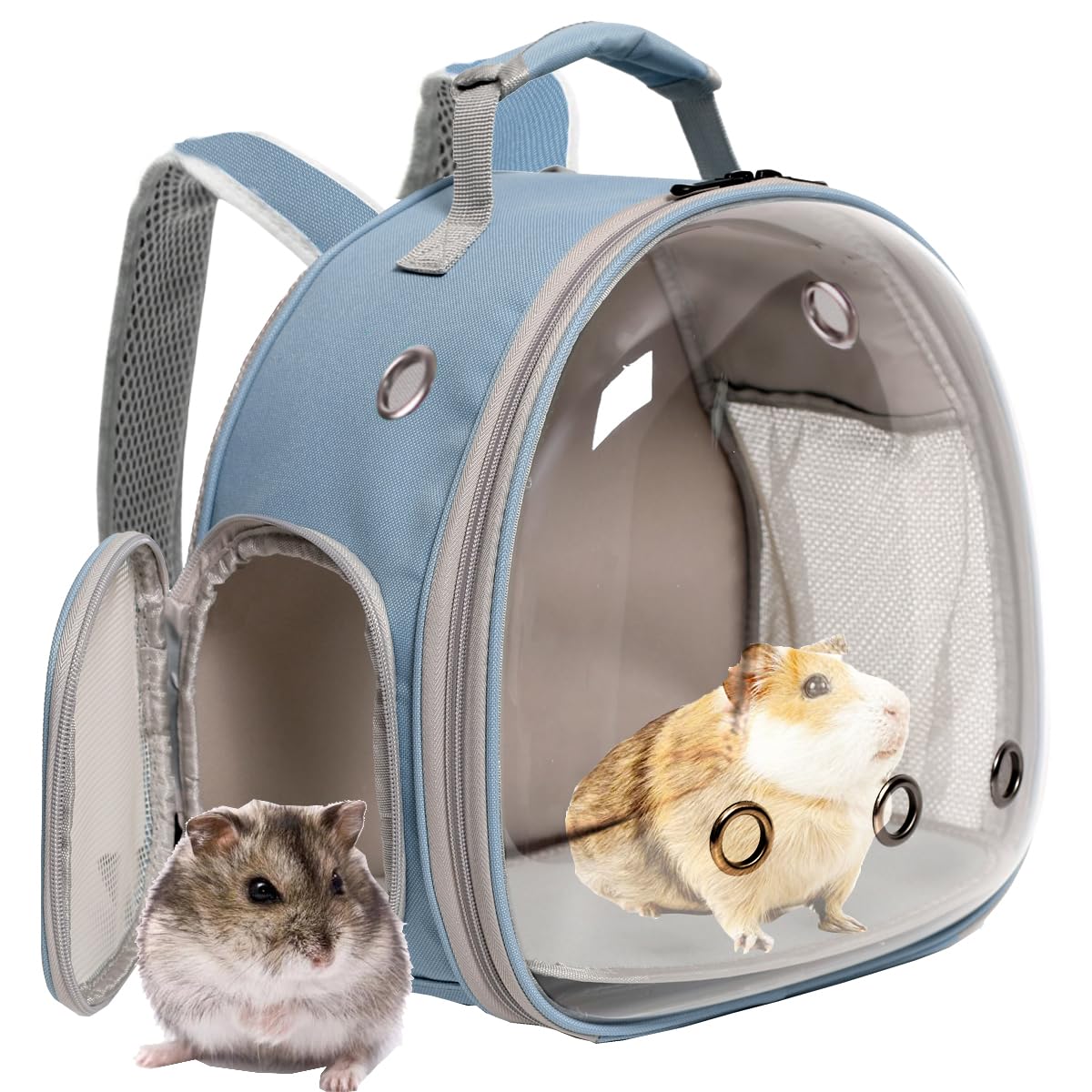 Bearded Dragon Backpack Carrier - Portable Reptile Travel Backpack with Clear Bubble Window for Lizards, Guinea Pigs & Rabbits | Blue Pet Carrier for Outdoor Adventures & Vet Visits