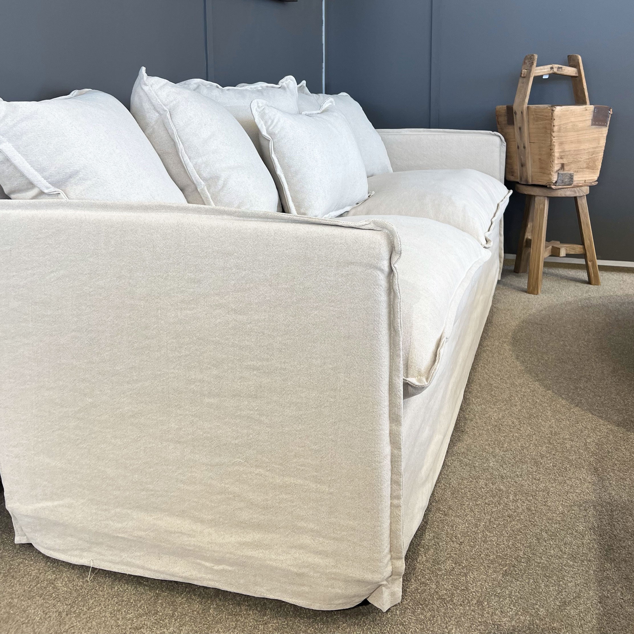 Noosa 2.5 Seater Linen Slipcover Sofa - Natural Fabric Couch Cover for Living Room, Bedroom & Office | Washable Removable Sofa Protector for Pets & Kids