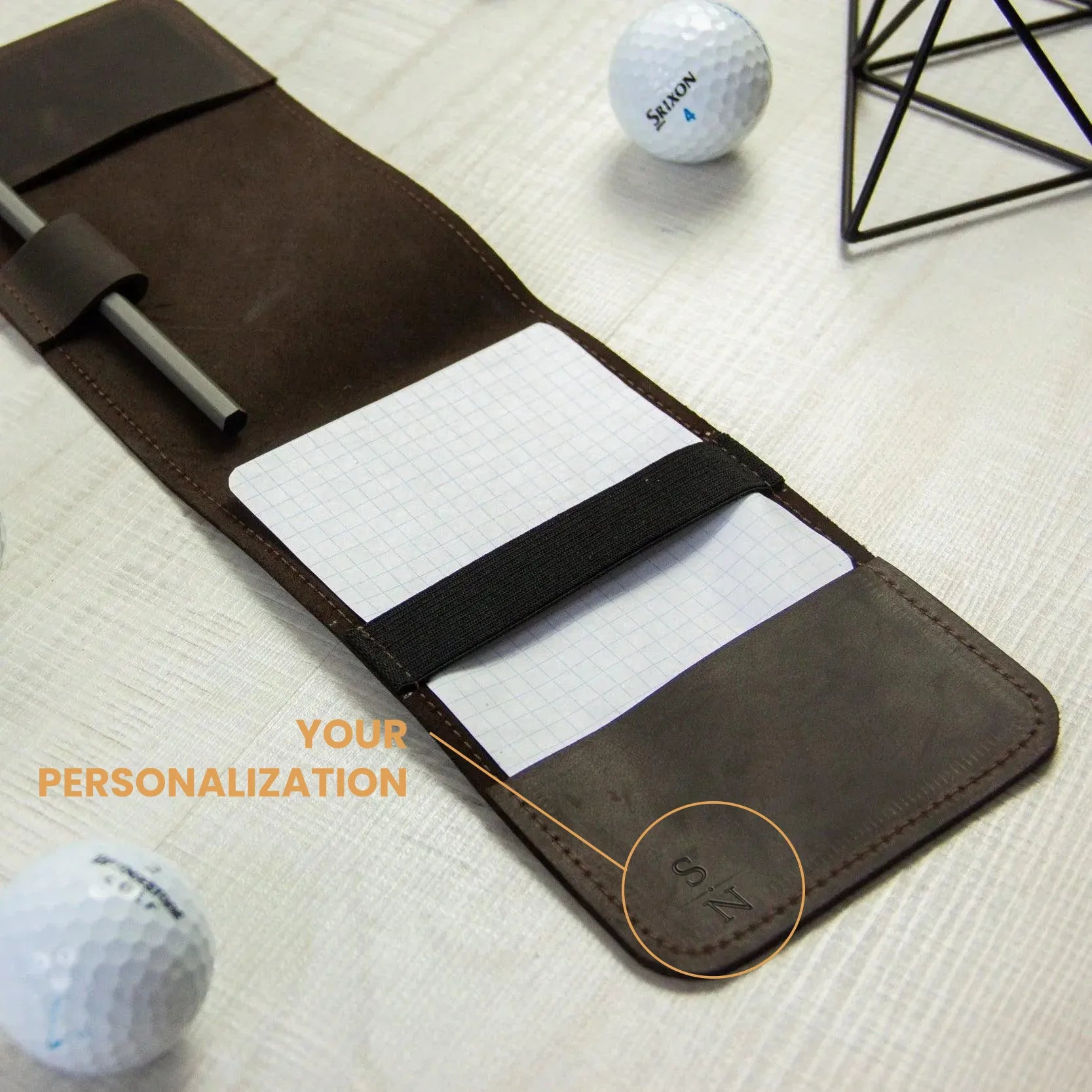 Premium Leather Golf Scorecard Holder with Pencil Loop - Waterproof & Durable for Golf Tournaments, Practice Rounds & Outdoor Sports