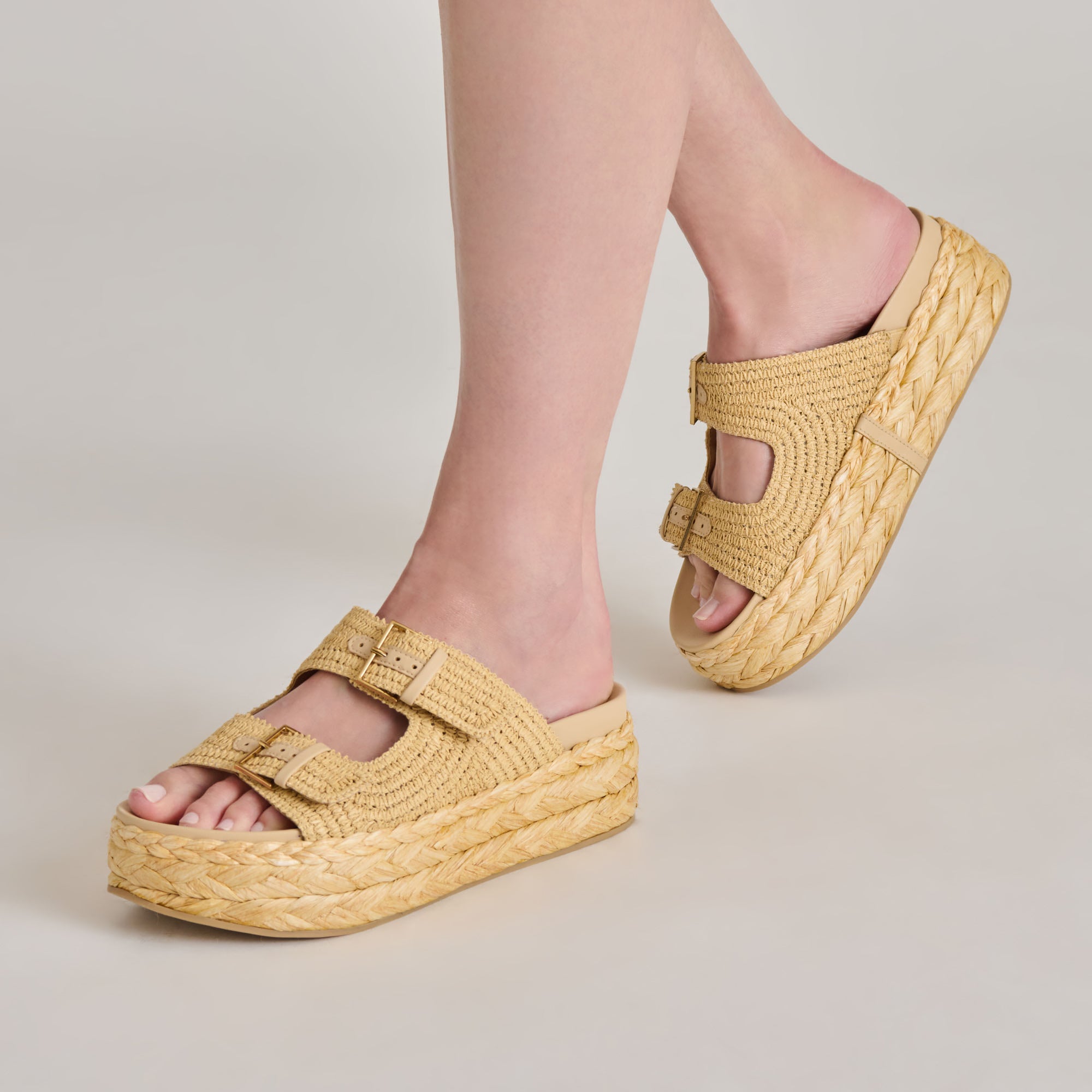 FALYN Women's Woven Raffia Sandals - Lightweight Natural Comfort Summer Beach Slides for Outdoor Walking, Vacation & Casual Wear