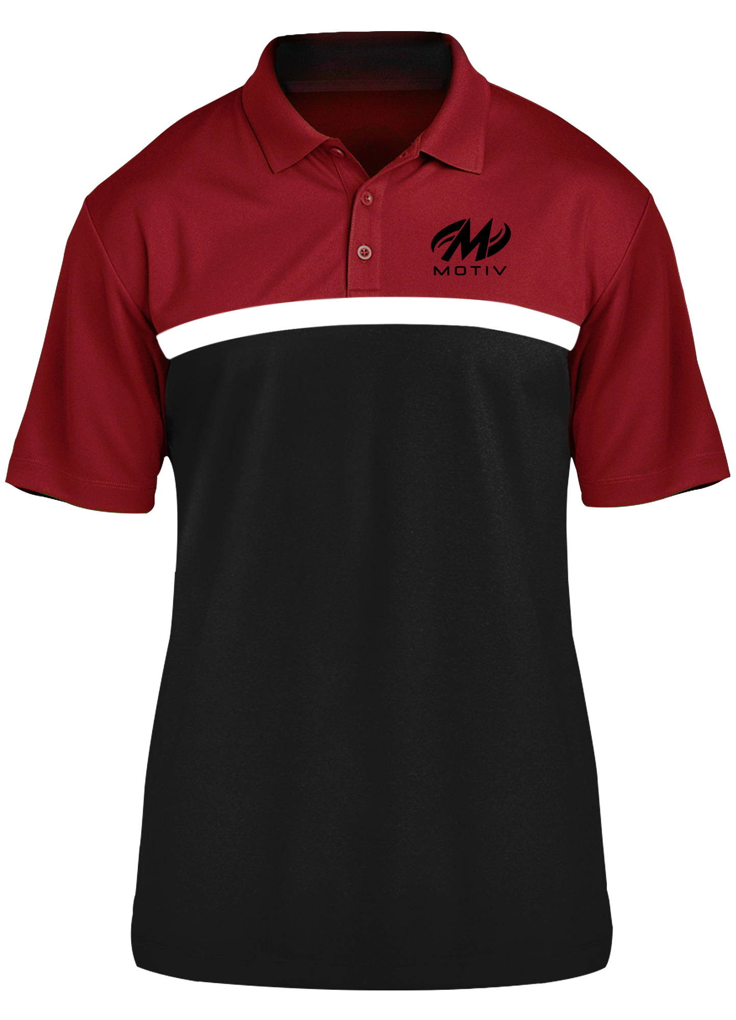 Motiv Competitor Polo Shirt - Red, White & Black - Men's Performance Golf & Casual Wear