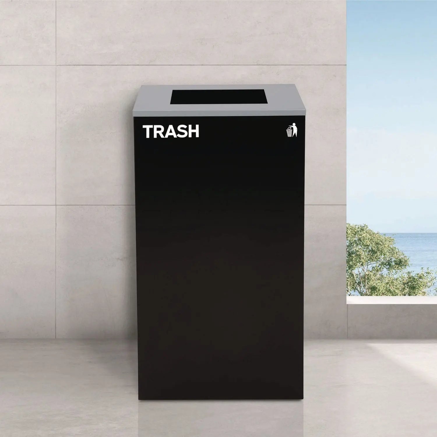 Alpine Industries 29 Gallon Steel Trash Can & Recycling Bin Set - Green Compost Bin & Black Trash Can with Square Lids for Kitchen, Office, Garage, Outdoor Waste Disposal
