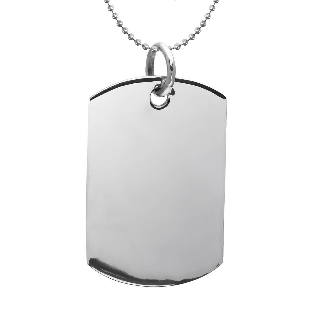 Silverly Women's 925 Sterling Silver Large Military Dog Tag Pendant with 180 Gauge Ball Chain Necklace, 46cm - Perfect for Everyday Wear, Gifts & Military-Inspired Fashion