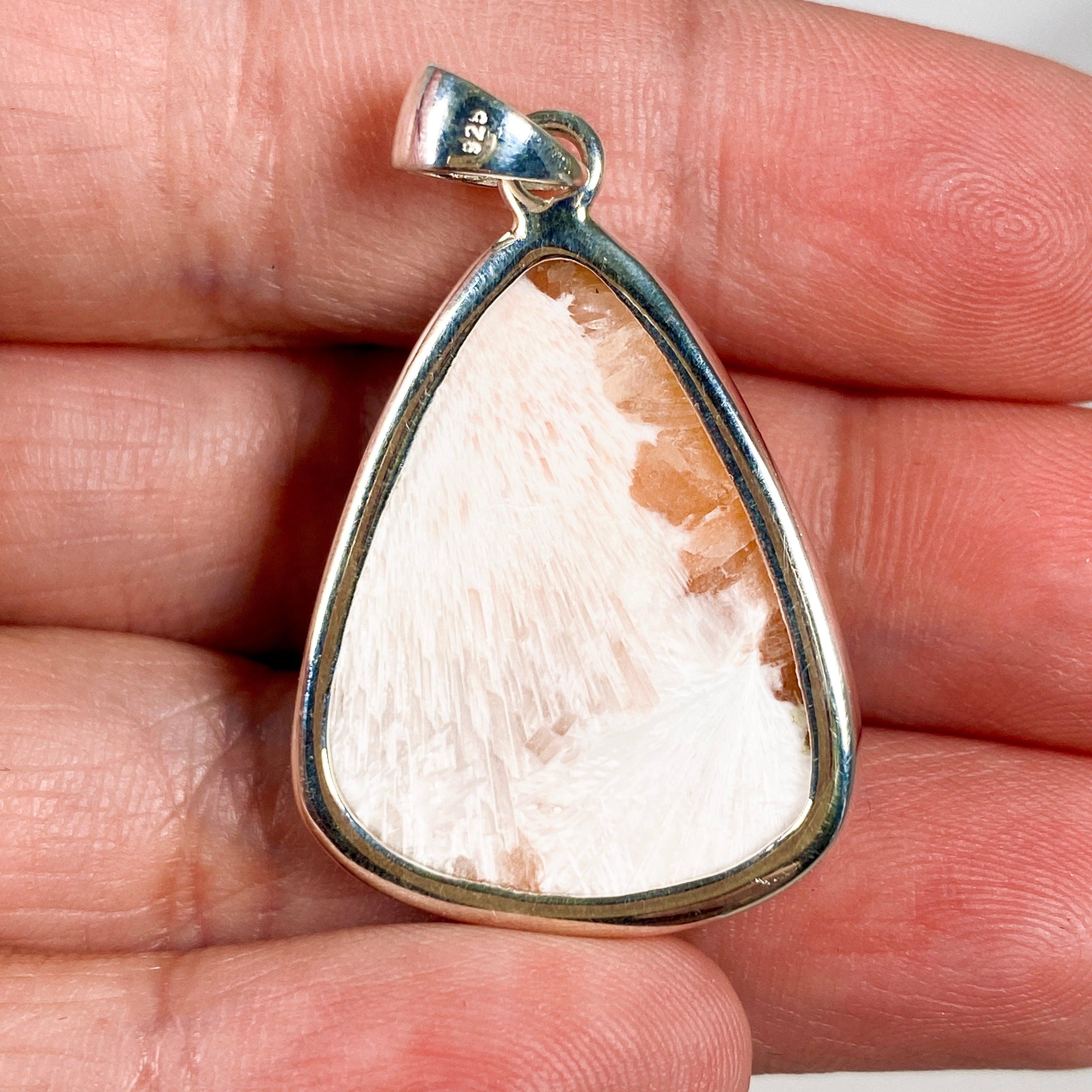 Scolecite Teardrop Pendant Necklace KPGJ3811 - Natural Crystal Healing Jewelry for Meditation & Energy Balancing