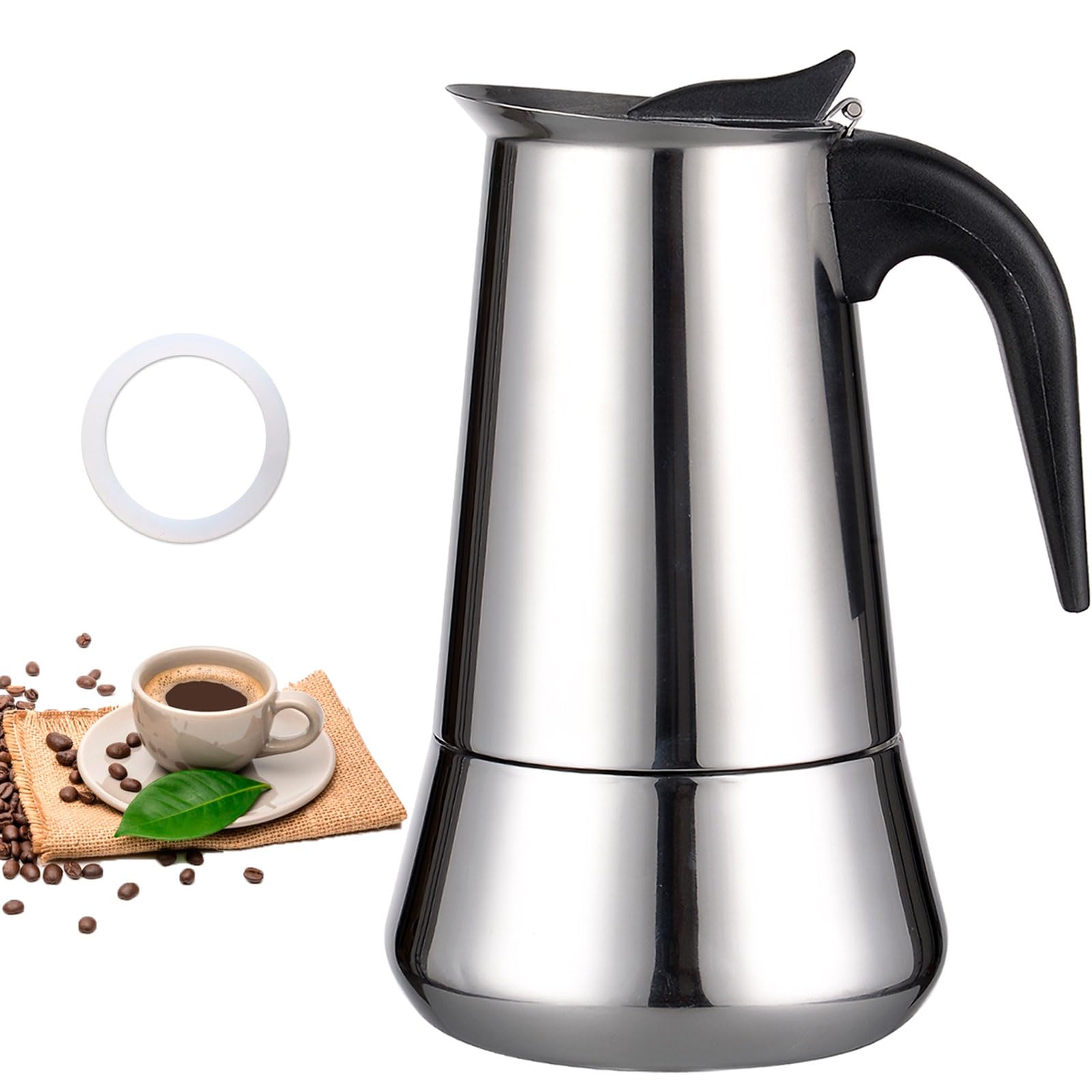 DITOSH Stainless Steel Moka Pot - Italian Stovetop Espresso Maker for Home & Camping (2 Cup) - Perfect for Coffee Lovers