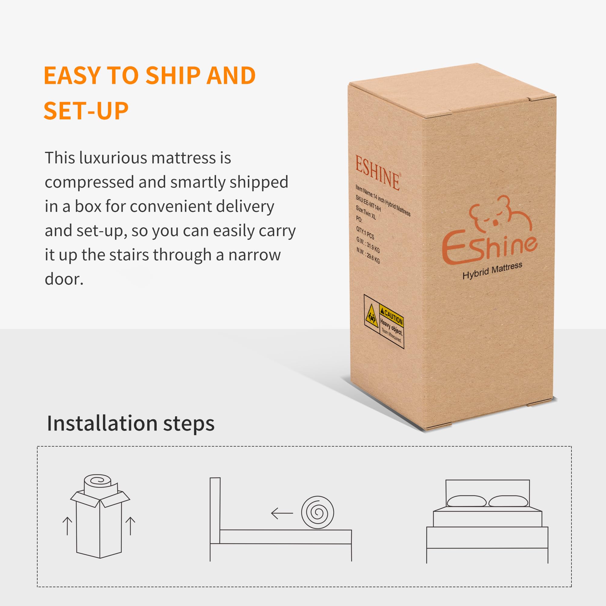 ESHINE Adjustable Split King Bed Frame with 12