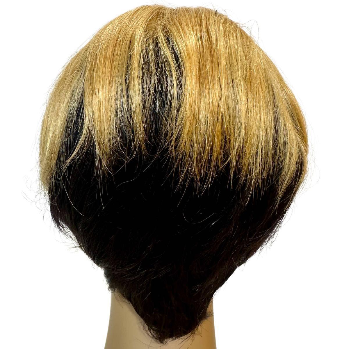 Honey Blonde Ombre Short 100% Human Hair Pixie Wig - Natural Look for Everyday Wear & Cosplay