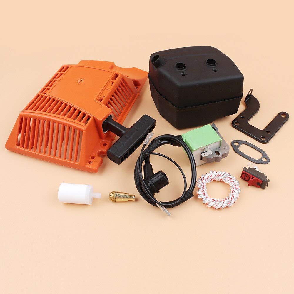 HUSQVARNA 268 272 272XP Chainsaw Recoil Pull Starter Ignition Coil Muffler Kit - Replacement Parts 503615571 - Perfect for Chainsaw Repair & Maintenance