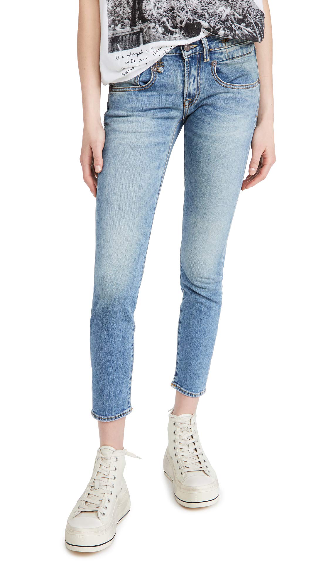 R13 Women's Boy Skinny Jeans - High Waist Stretch Denim Pants for Casual Outfits & Night Out | Trendy Slim Fit Jeans for Women