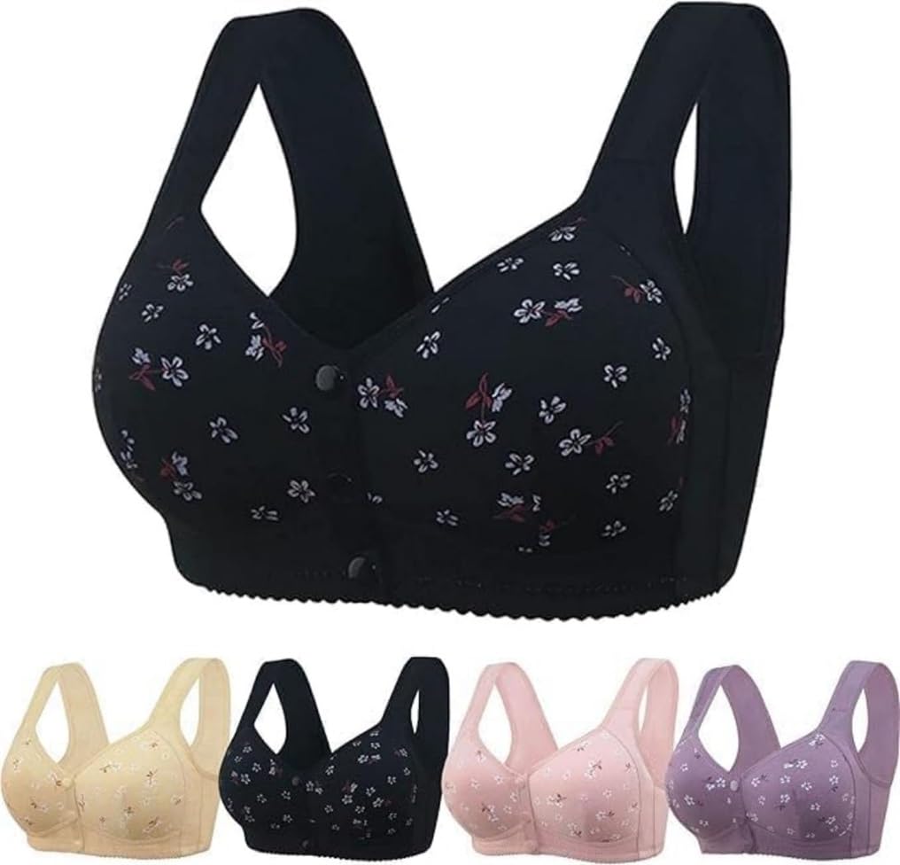 Wireless Front Closure Bras for Women - Comfortable No Underwire Snap Closing Bra - Perfect for Seniors, Everyday Wear & Post-Surgery Recovery