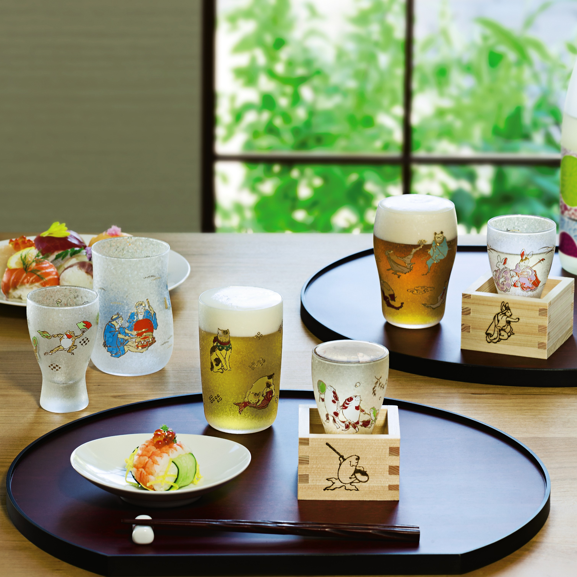 Lucky Animals Masuzake Sake Cup with Wooden Masu - Golden Fish Design for Japanese Sake Ceremony & Home Bar Decor