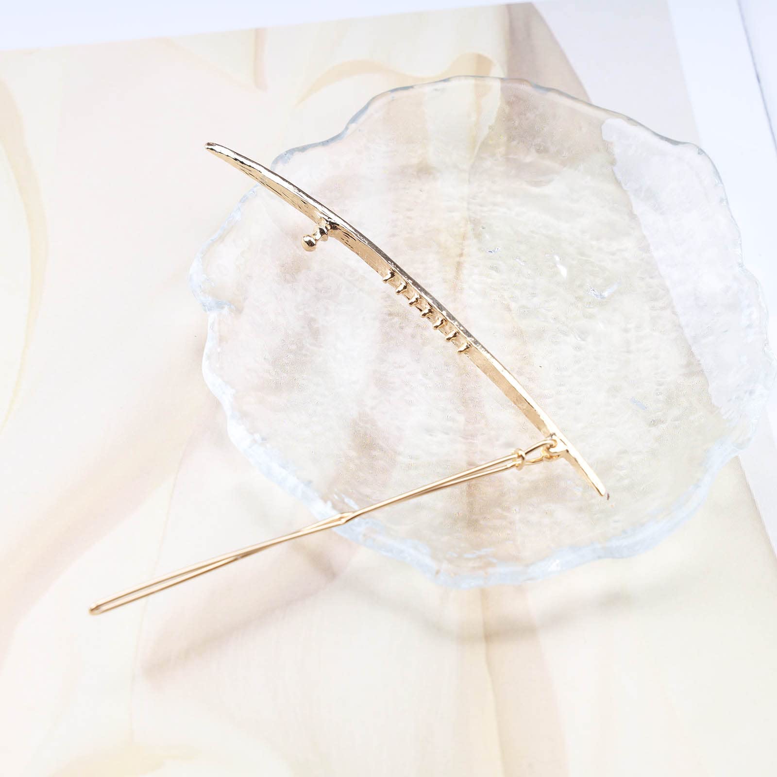 Minimalist Gold Metal Barrette Hair Clips - Geometric Bar Shape Hairpins for Women & Girls - Elegant Hair Accessories for Parties, Weddings & Everyday Wear