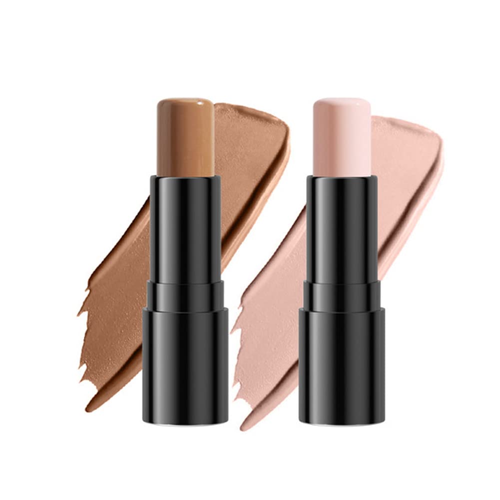 OCHILIMA 2 in 1 Contour Stick Foundation & Concealer - Creamy Highlighter, Bronzer & Shimmer Makeup Pen for Face Brightening & Contouring - Ideal for Everyday Makeup & Professional Beauty Looks - Shade 01