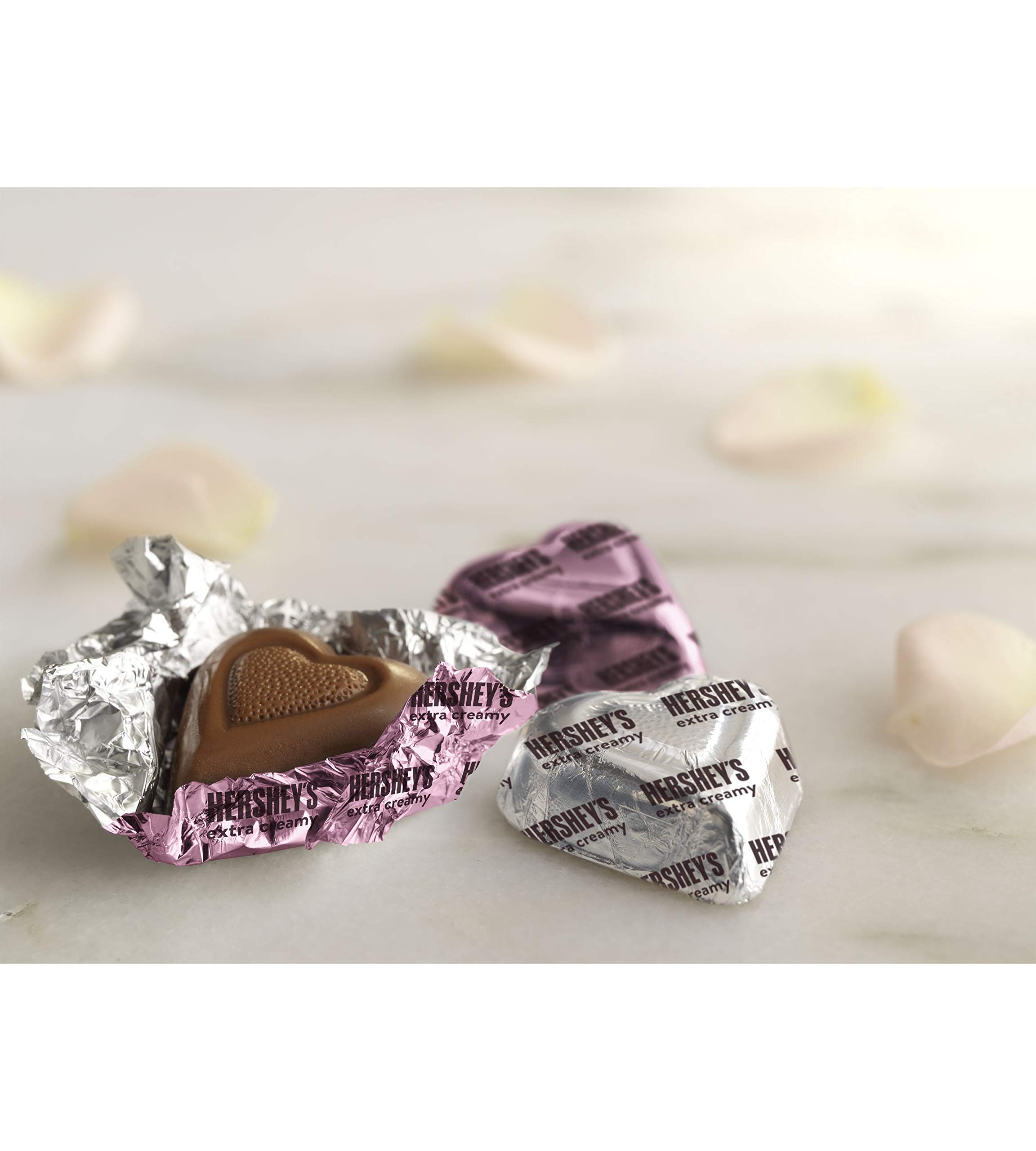 HERSHEY'S Extra Creamy Solid Milk Chocolate Hearts - 10 Oz Bag | Valentine's Day Gifts, Romantic Treats, Party Favors & Sweet Snacks