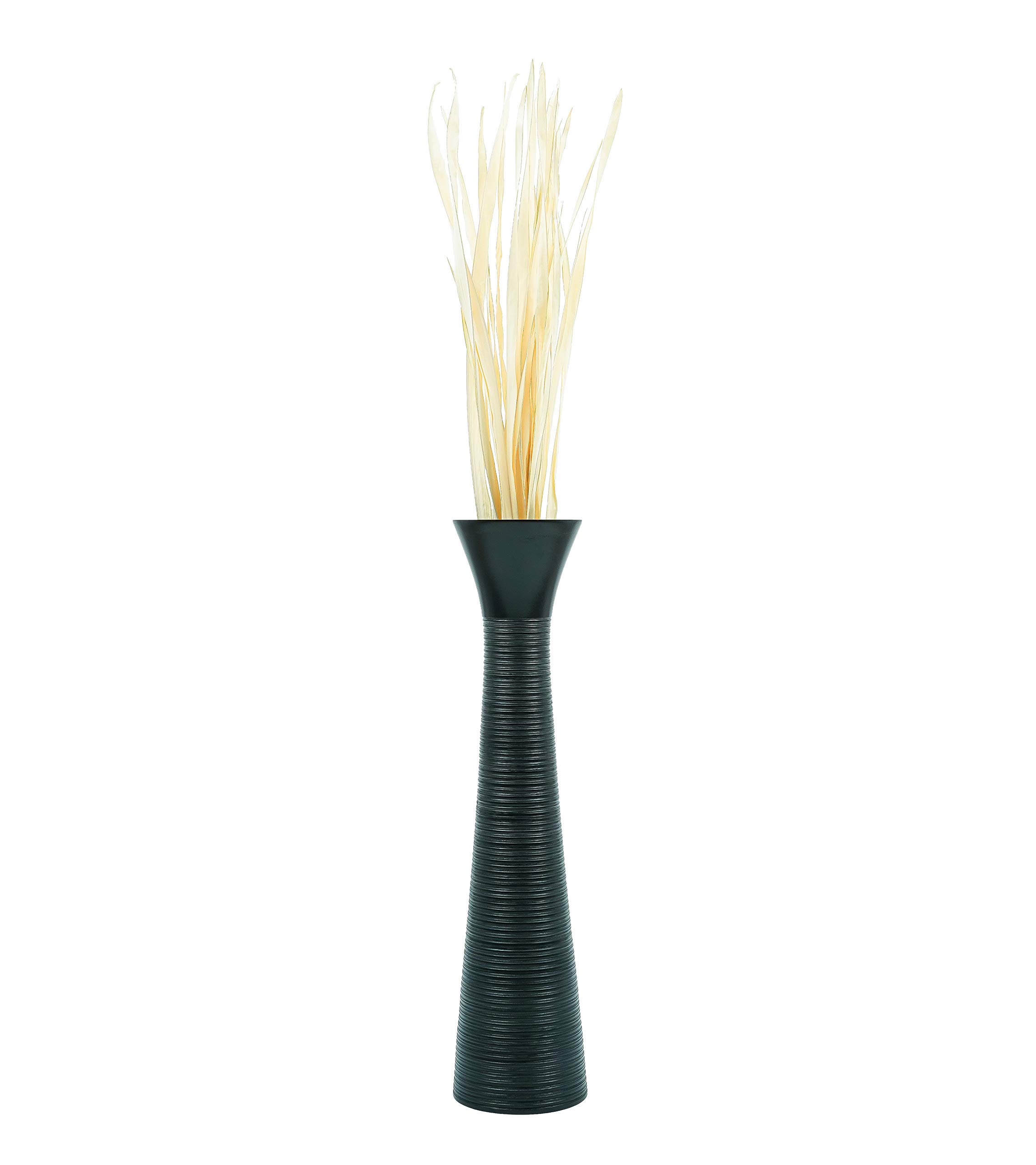 Leewadee 36 Inch Large Black Wooden Floor Vase - Farmhouse Decor for Flowers, Fake Plants & Pampas Grass | Perfect for Living Room, Entryway & Wedding Centerpiece Decorations