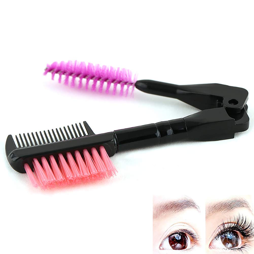 Gugzy Double-Ended Folding Eyelash Comb & Separator - Metal Mascara Lift & Curl Tool for Perfect Eye Makeup (Pink) | Ideal for Lash Extension, False Eyelash Application & Professional Makeup Artists