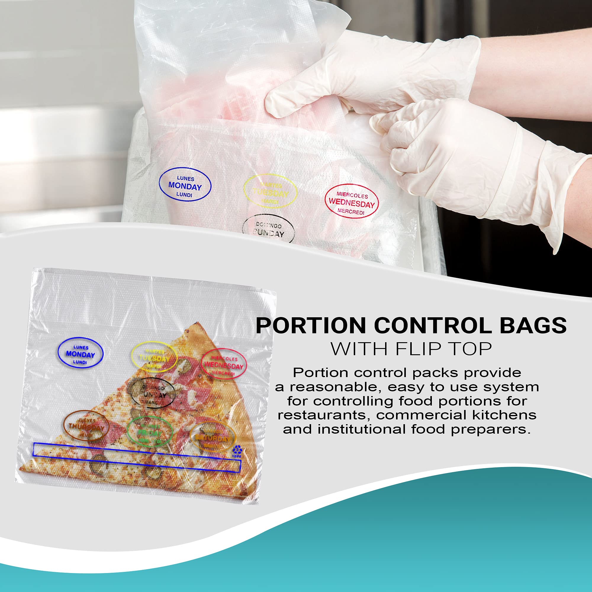 APQ 1000 Pack Portion Control Bags 10x8.5 Inch - Ultra Thin 0.50 Mil Saddle Pack Bags | Food Storage & Packing Bags | Lip & Flip Design Polyethylene Bags for Restaurants, Catering & Food Service Industry | Perfect for Meal Prep, Takeout & Bulk Food Storage