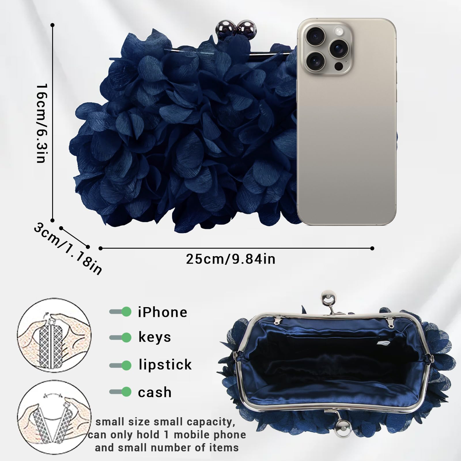 Elegant Women's Evening Purse - Small Floral Clutch Bag with Detachable Chain for Wedding, Party, Prom | Perfect for Formal Events, Date Nights & Special Occasions