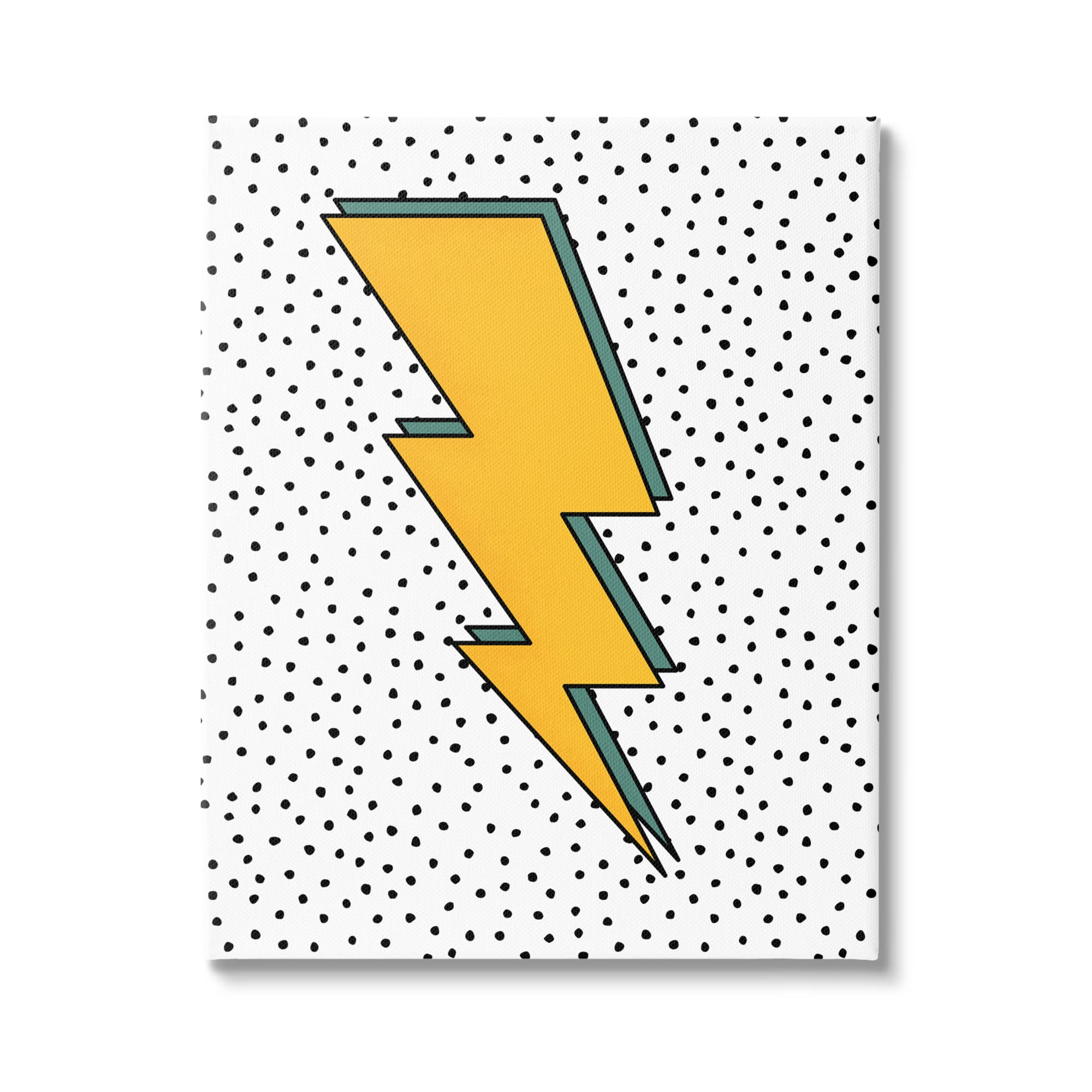 Stupell Industries Thunderbolt Comic Book Symbol Wall Art with Polka Dot Background - Designed by JJ Design House LLC - Perfect for Superhero Fans, Comic Book Lovers & Home Office Decor