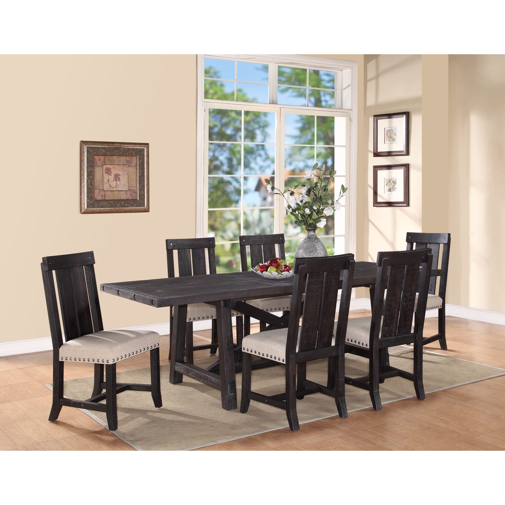 Yosemite Solid Wood Rectangular Extension Dining Table - Expandable Farmhouse Style for Family Gatherings & Dinner Parties