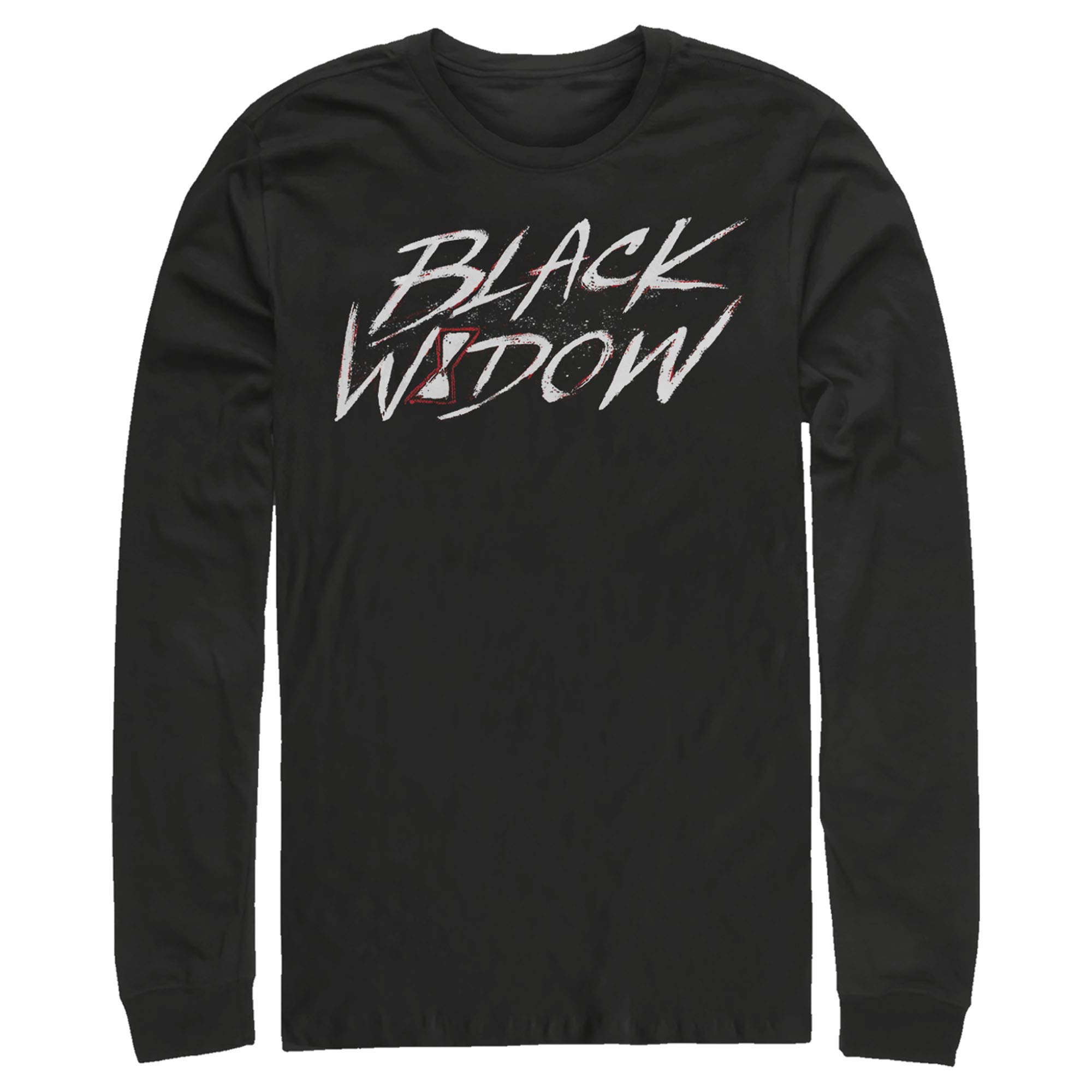 Marvel Black Widow Chalk Logo Long Sleeve T-Shirt for Men | Superhero Graphic Tee | Casual Wear & Cosplay Outfit