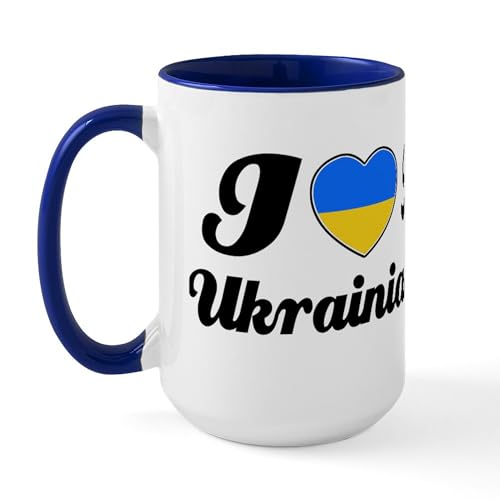 White/Navy Inside - I Love My Ukrainian Wife Large Mug