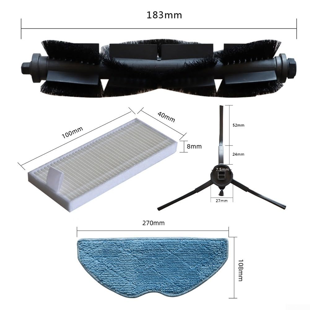 360 Botslab S8 Plus Robotic Vacuum Cleaner Replacement Parts Kit - Side Brushes, HEPA Filters, Mop Pads & Dust Bags | Compatible Accessories for Efficient Home Cleaning