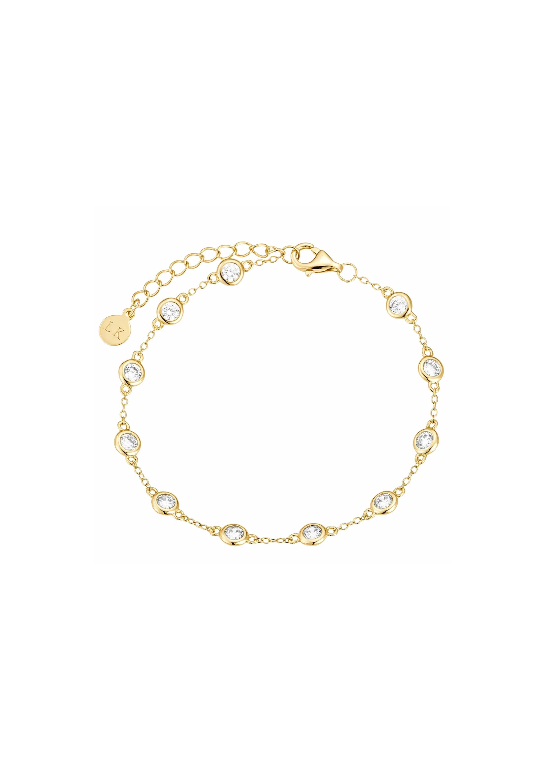 Lola Knight Kennedy Bezel Set Crystal Bracelet - 18K Gold Plated Women's Jewelry for Parties, Weddings & Special Occasions