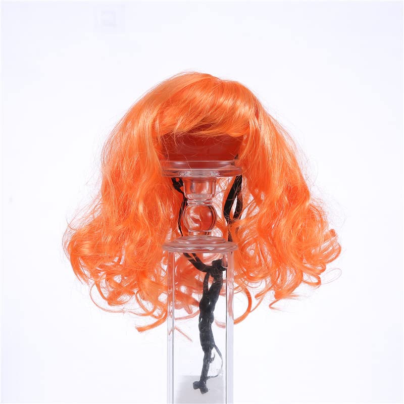 Funny Pet Wigs for Cats & Dogs - Adjustable Elastic Band Cosplay Costume Headwear in Pink, Orange & Gold | Perfect for Halloween, Christmas Parties & Pet Dress-Up Events (Orange)