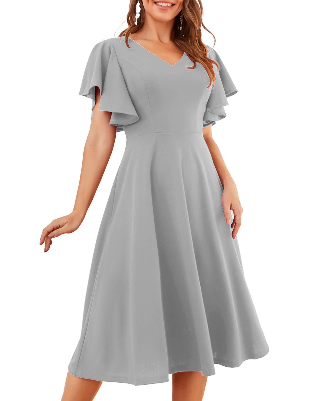 Elegant Bridesmaid Cocktail Dresses for Women 2024 | Sleeved Midi Dress for Wedding Guest & Formal Tea Party | Perfect for Summer Weddings, Garden Parties & Special Occasions