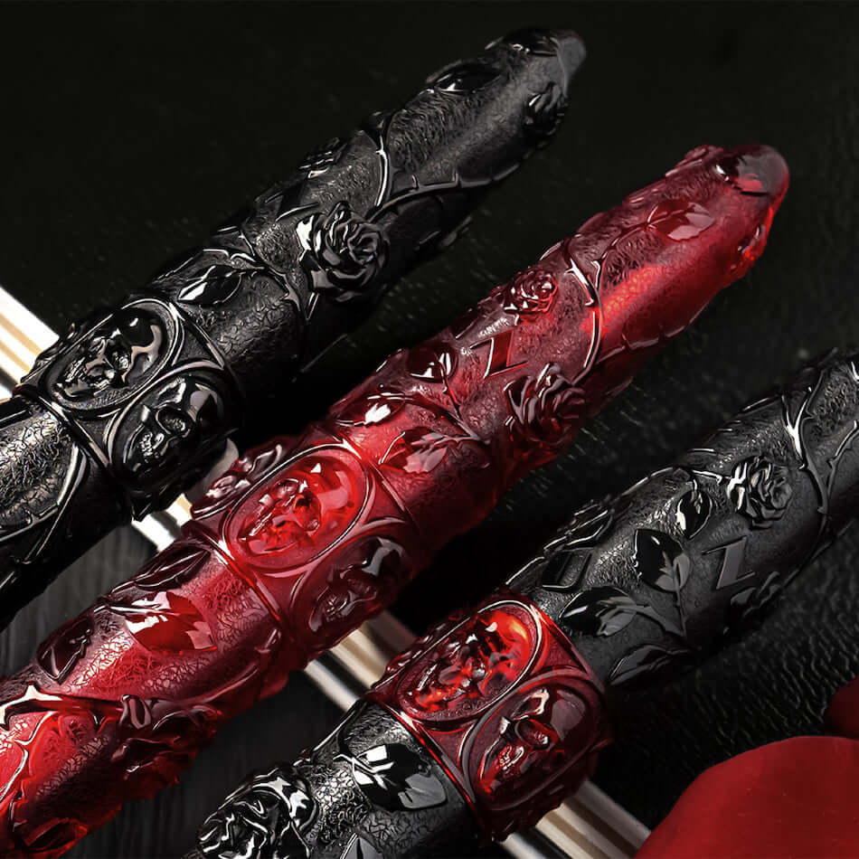 Benu Skull & Roses Fountain Pen - Premium Writing Instrument for Calligraphy & Signature - Perfect for Gifts, Collectors & Gothic Style Enthusiasts