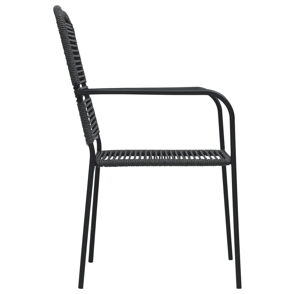 Modern 5-Piece Outdoor Patio Furniture Set - Black Steel Frame with Cotton Rope - Conversation & Dining Set for Home, Lawn, Balcony - Perfect for Backyard BBQs, Poolside Relaxation & Garden Parties
