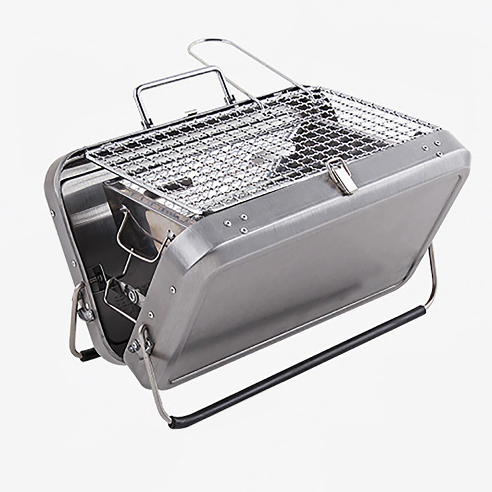 Portable Stainless Steel BBQ Suitcase Grill with Grid & Accessories - Compact Outdoor Briefcase Barbecue for Hiking, Camping, Picnics, Beach & Backyard Parties