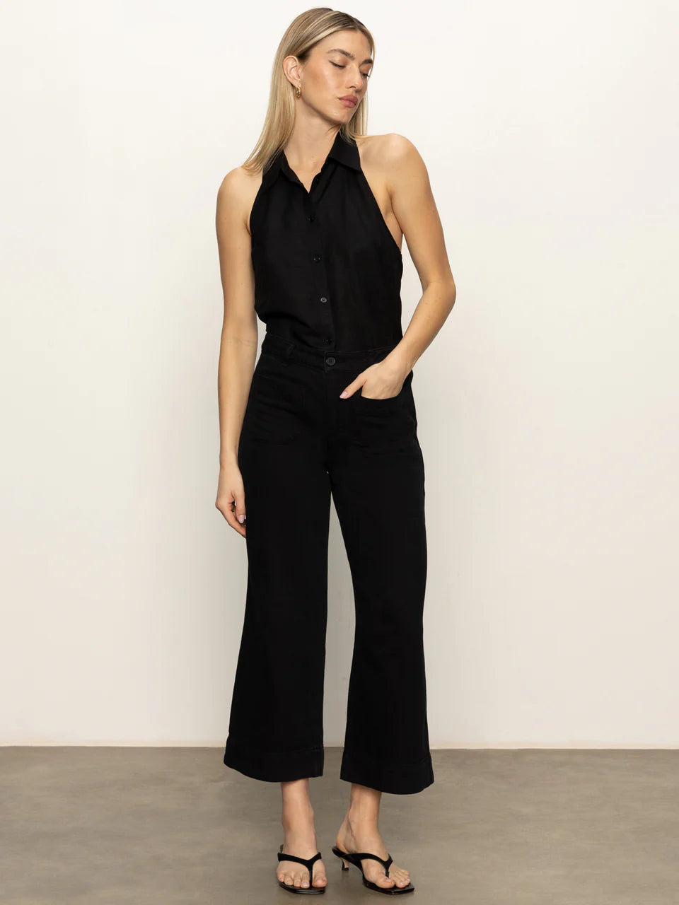 Sanctuary Soft Marine Wide Leg Crop Pants - Comfortable High Waist Casual Lounge Pants for Women | Perfect for Yoga, Travel & Everyday Wear