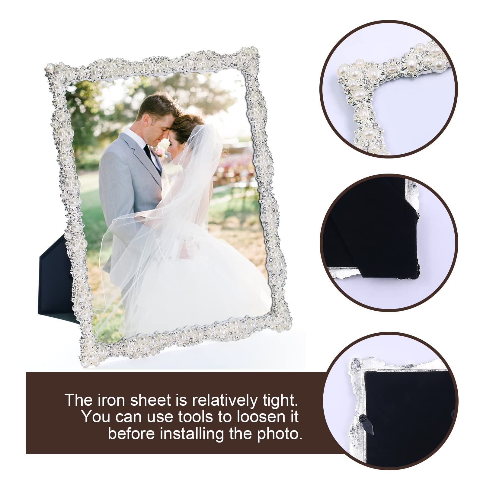 8x10 Silver Plated Wedding Picture Frame with Pearl & Rhinestone Accents - High Definition Real Glass Photo Frame for Horizontal & Vertical Tabletop Display - Perfect for Weddings, Anniversaries & Home Decor