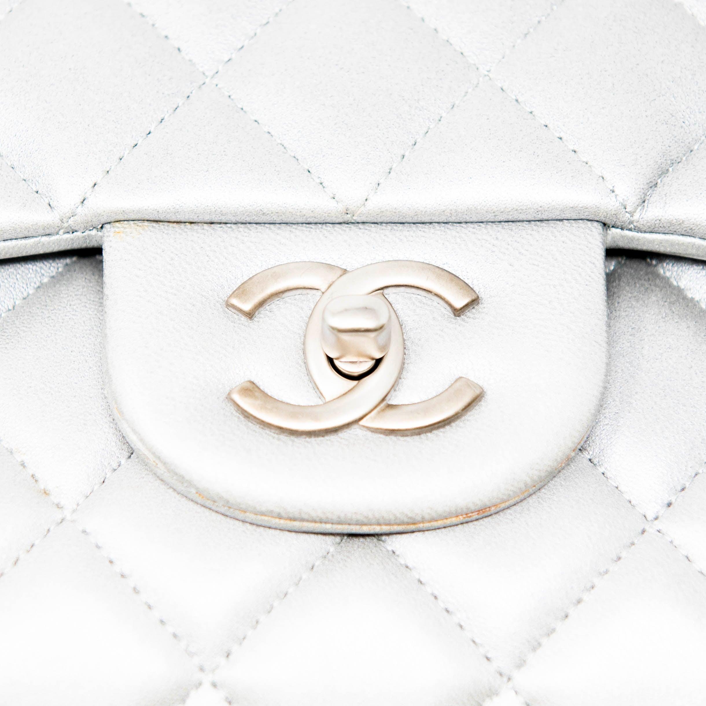 Chanel Silver Jumbo Classic Flap Bag - Luxury Designer Handbag for Women | Perfect for Evening Parties, Work & Special Occasions