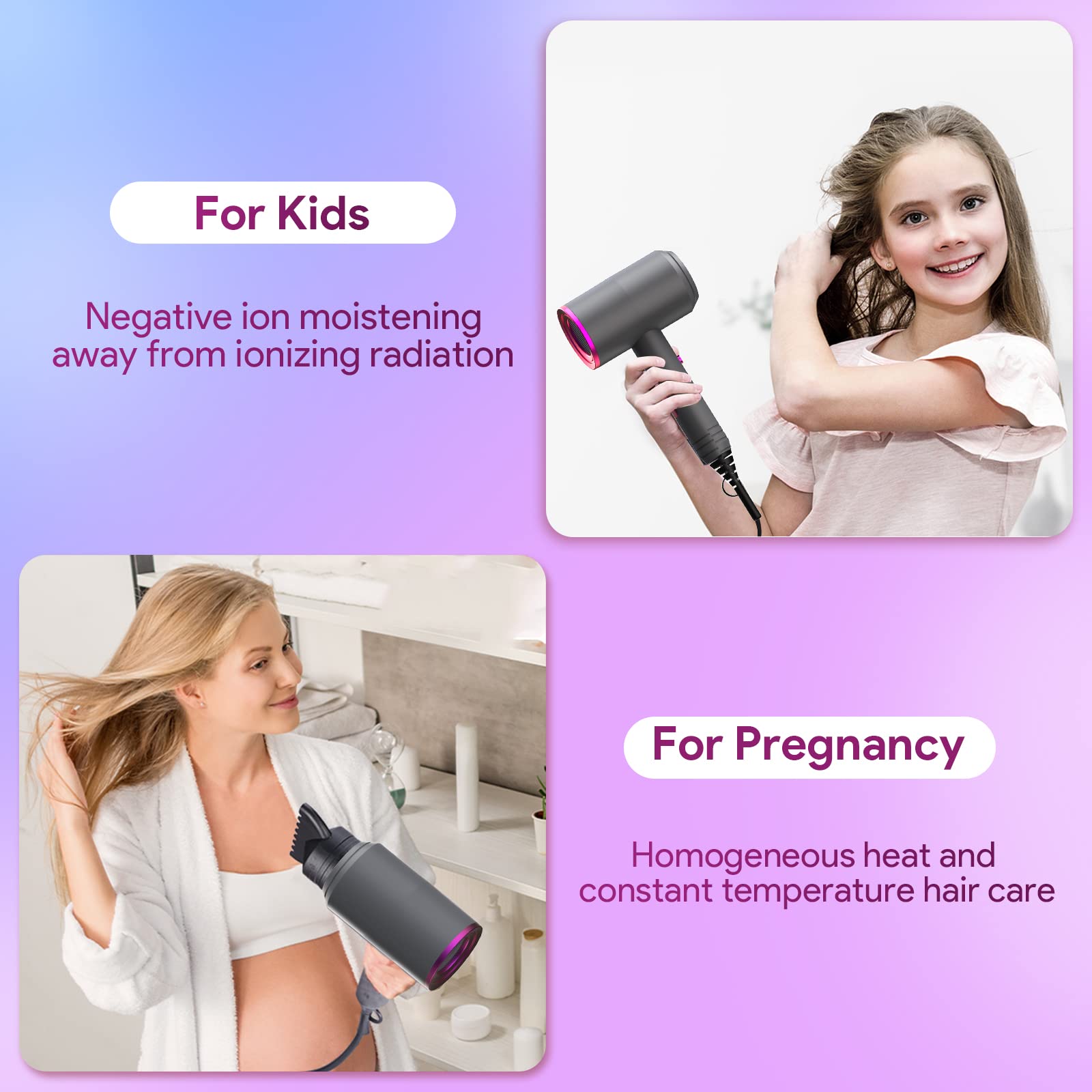 Professional 1800W Ionic Hair Dryer with Negative Ion Technology & Diffuser Comb - Fast Drying Blow Dryer for Home, Salon & Travel - Perfect for Damaged Hair Care & Styling