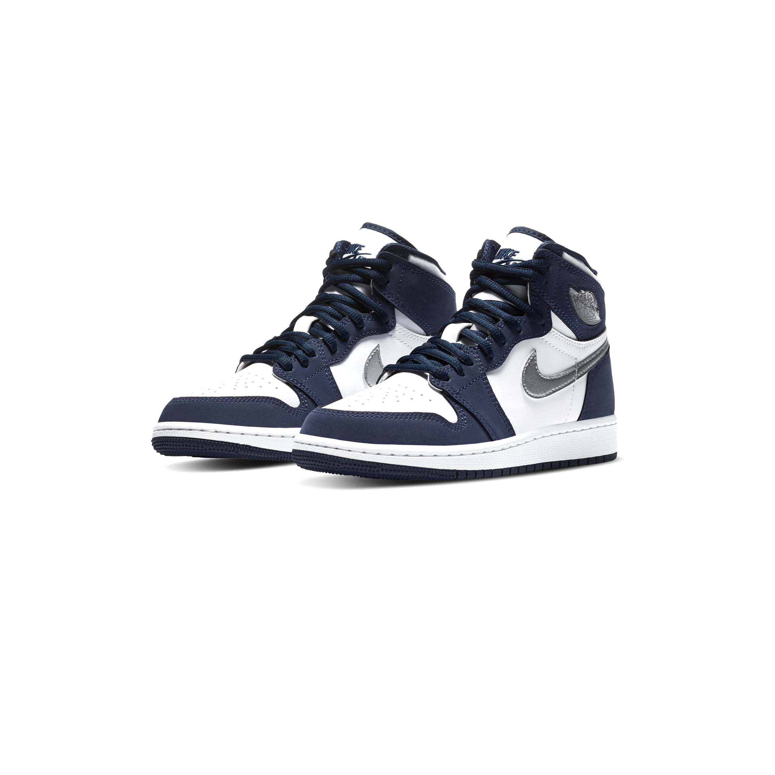 Air Jordan 1 High Retro GS Japan Obsidian White Metallic Silver Sneakers - Basketball Shoes for Women & Girls - Perfect for Streetwear, Gym & Casual Fashion