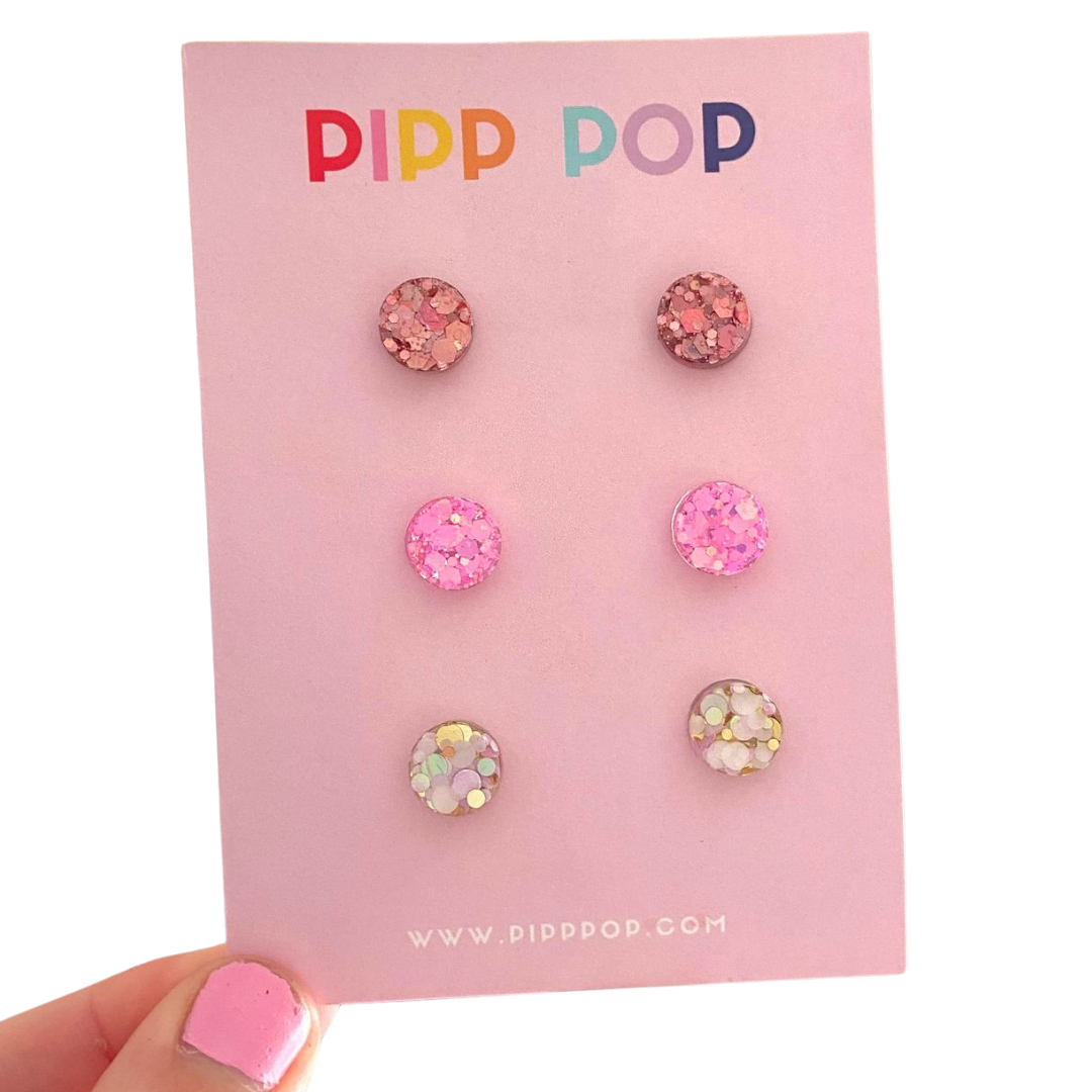 Sparkling Glitter Stud Earrings Pack - 12 Pairs Hypoallergenic Fashion Jewelry for Women & Teens - Perfect for Parties, Weddings & Everyday Wear