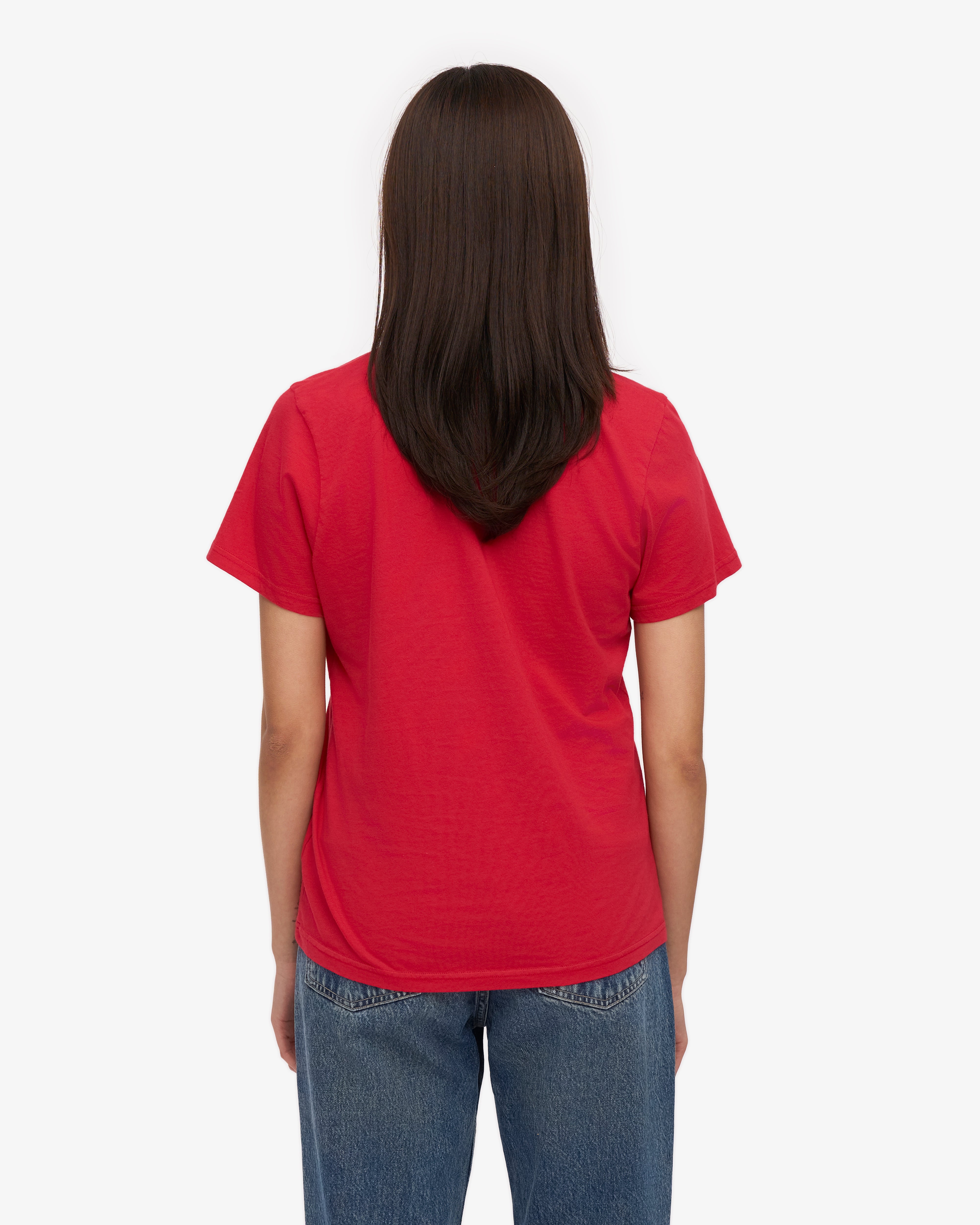 Organic Cotton Women's Lightweight T-Shirt - Scarlet Red | Soft & Breathable Casual Tee for Everyday Wear, Yoga & Outings