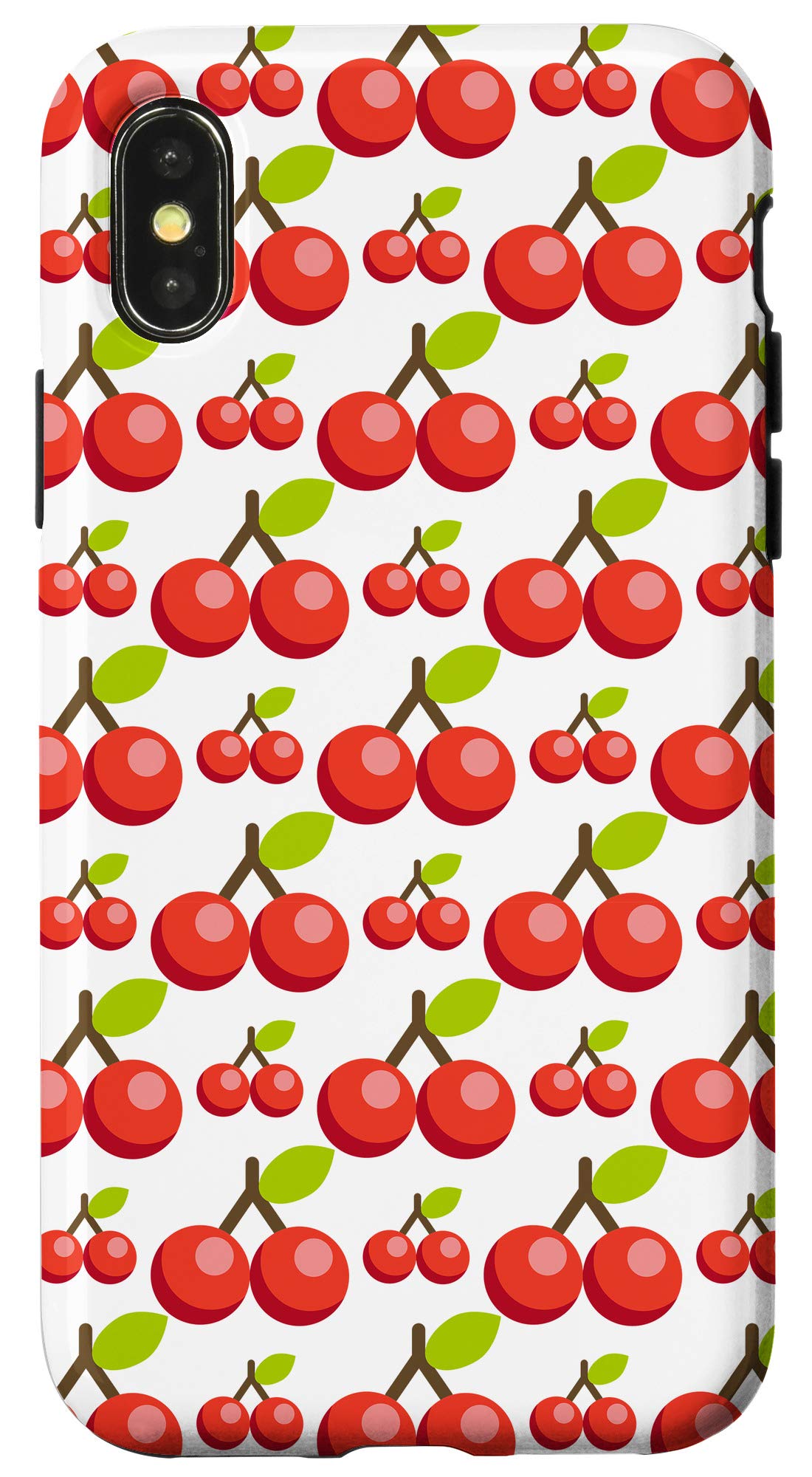 iPhone X/XS Cute Cherry Pattern Phone Case - Durable White Protective Cover for Daily Use, Travel & Work