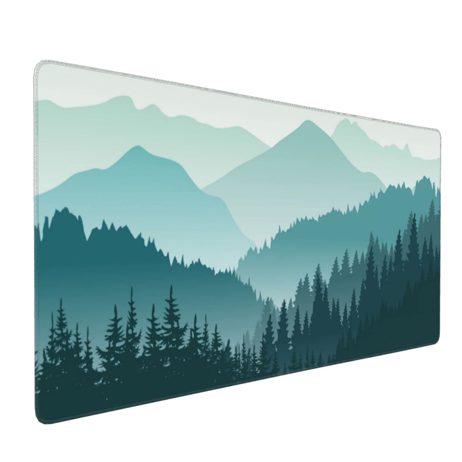Premium Foggy Forest Mountain Landscape Extended Gaming Mouse Pad - Large Non-Slip Rubber Base with Stitched Edges - Waterproof Desk Mat for Computer, Laptop, Office & Home (31.5