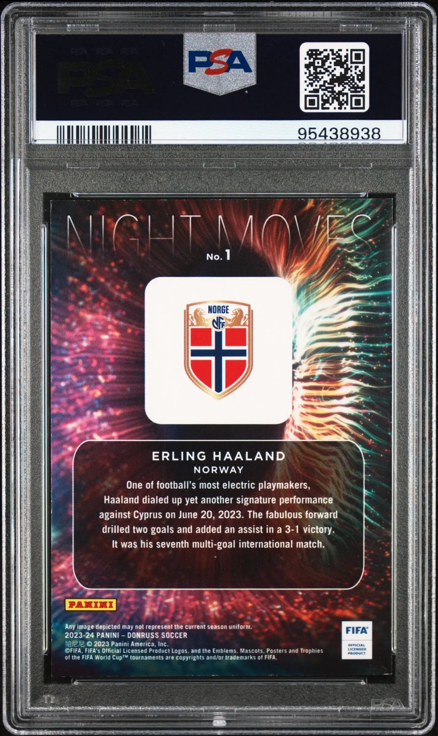 2023-24 Panini Donruss FIFA Night Moves Erling Haaland #1 PSA 8 Graded Soccer Trading Card - Perfect for Collectors, Investors & Soccer Fans