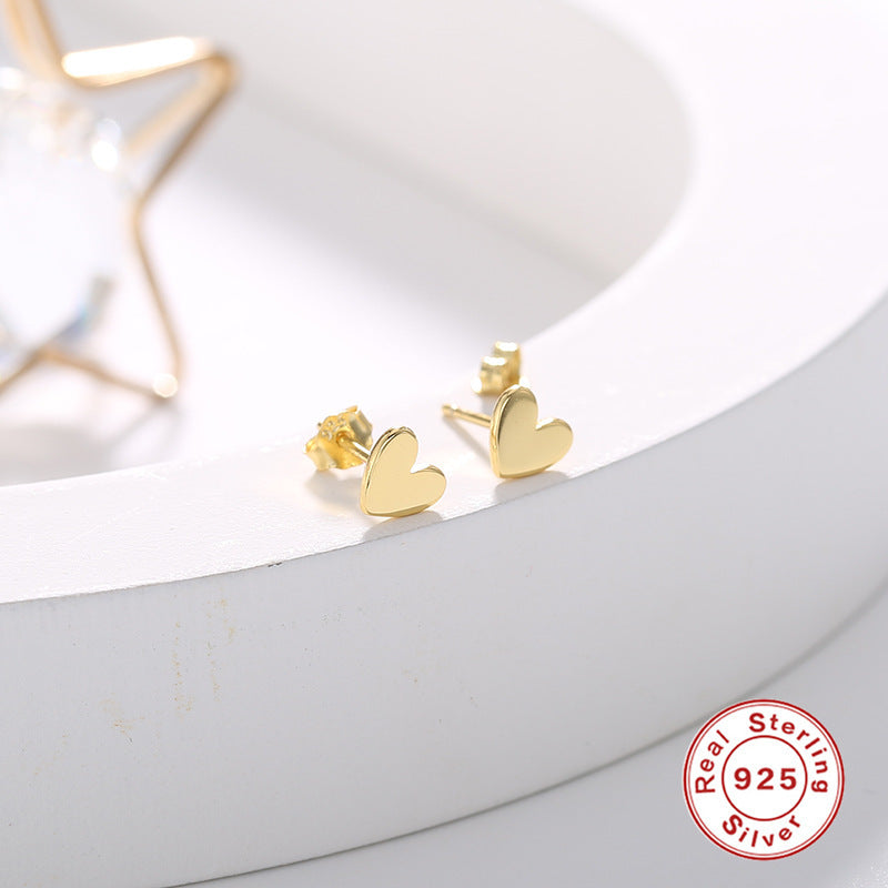 S925 Sterling Silver Mini Heart Stud Earrings - Glazed Surface, Hypoallergenic, Dainty & Elegant Jewelry for Women - Perfect for Everyday Wear, Date Night & Gifts