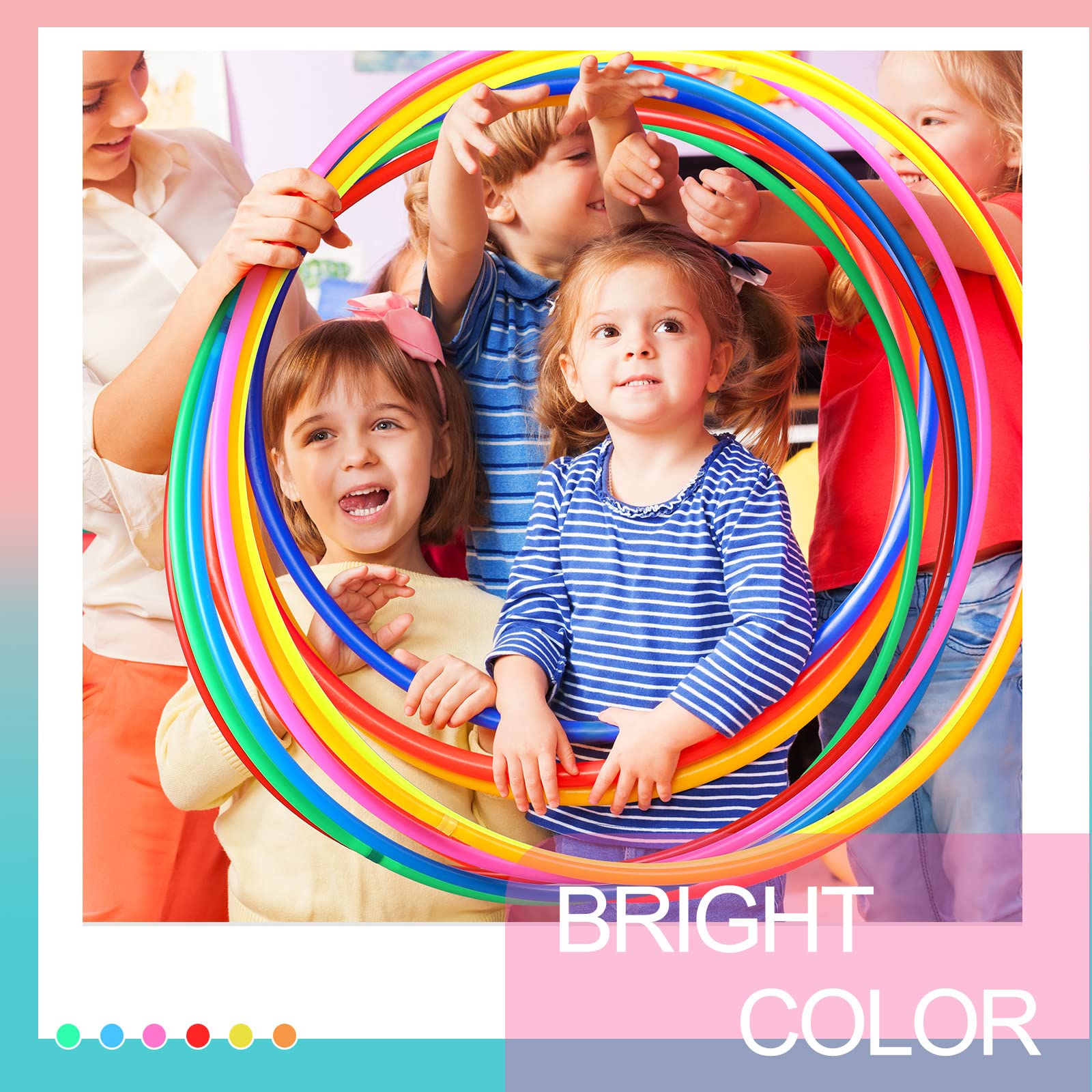 Kathfly Plastic Hula Hoops for Kids & Adults - Bulk Exercise Hoops for PE, Sports, Playground, Fitness, Gymnastics & Party Games - Perfect for School Activities, Outdoor Play & Family Fun