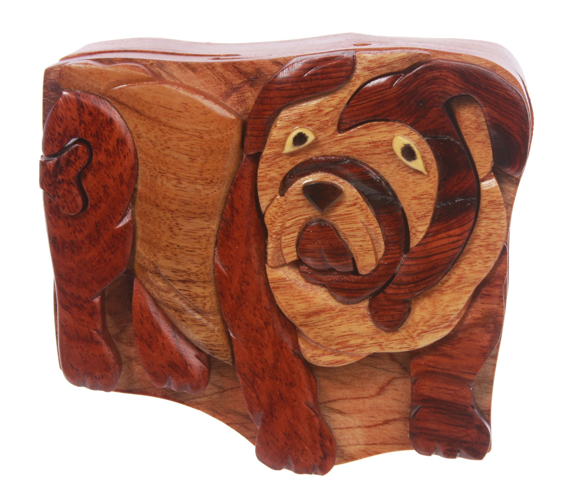 Handmade Wooden Bulldog-Shaped Secret Jewelry Puzzle Box - Unique Gift for Jewelry Lovers, Home Decor & Collectors - Perfect for Safekeeping Rings, Necklaces & Small Valuables