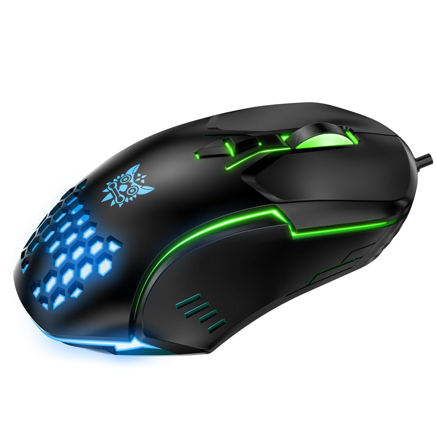 ONIKUMA CW902 Wired Gaming Mouse with 7 RGB LED Backlit Modes, 7200 DPI, Ergonomic Design - Perfect for PC Gaming, Office Work & Streaming Setup