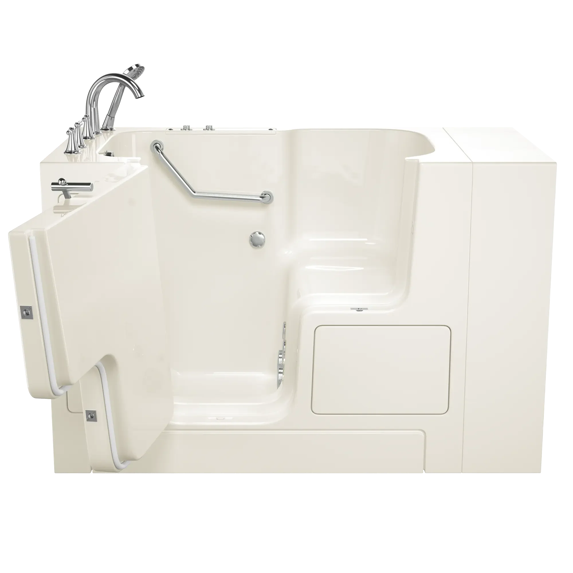 32 x 52 Inch Gelcoat Walk-in Bathtub with Whirlpool System - Left Hand Drain & Faucet - Ideal for Elderly & Mobility Impaired Users - Non-Slip Safety Bathing Solution for Home Accessibility