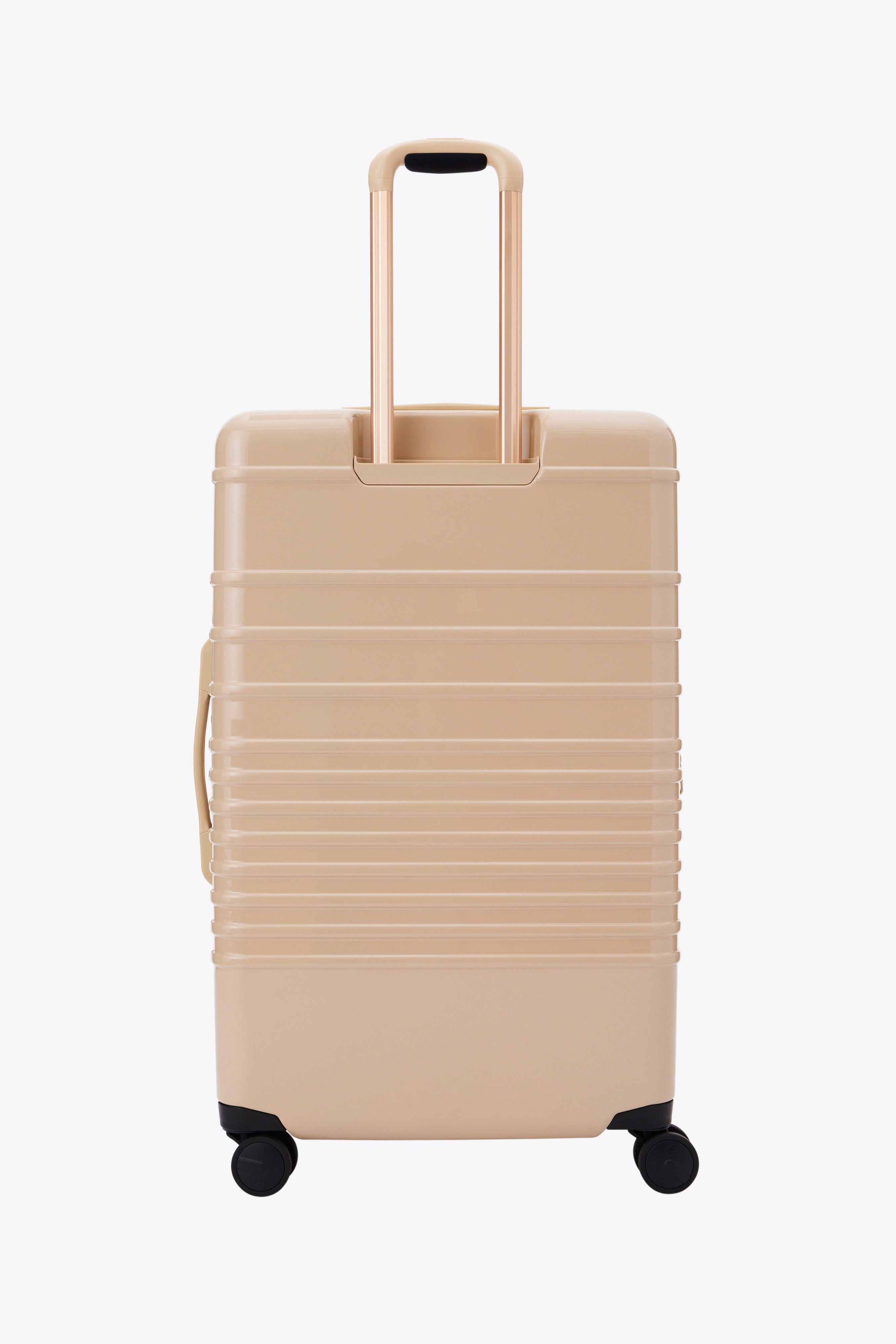 Large Check-In Roller Luggage in Glossy Beige - Spacious Carry-On Suitcase for Travel, Business Trips & Vacations