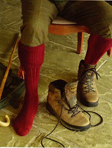 Walker and Hawkes Men's Shooting Country Scarba Socks & Matching Garter Ties - Premium Wool Socks for Hunting, Outdoor Activities & Country Fashion